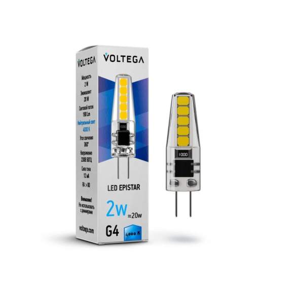 Светодиодная лампа G4 2W 4000К (белый) Simple Voltega 7145