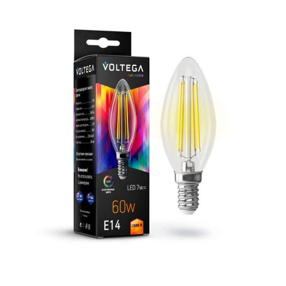 Филаментная светодиодная лампа E14 7W 2800K (теплый) Crystal Voltega 7152