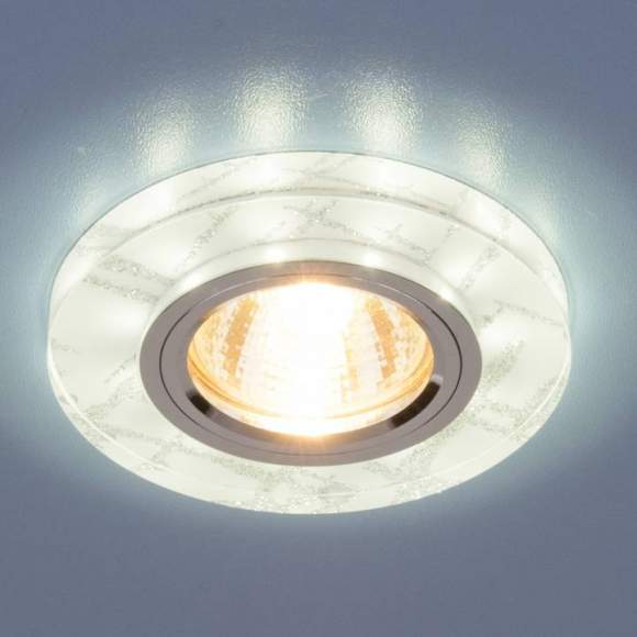 8371 MR16 WH/SL Встраиваемый светильник с двойной подсветкой Elektrostandard белый/серебро (a031515)