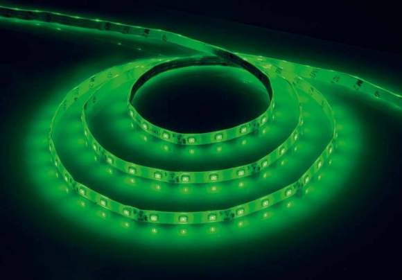 5м. Светодиодная лента зеленого цвета 2835, 4,8W, 12V, 60LED/m, IP65 Feron LS604 (27675 )