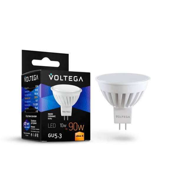 Светодиодная лампа GU5.3 10W 2800К (теплый) Ceramics Voltega 7074