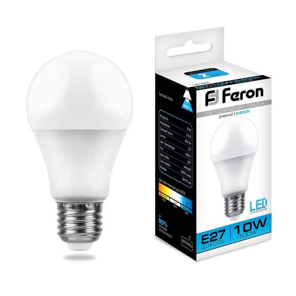 Светодиодная лампа E27 10W 6400K (холодный) A60 LB-92 Feron (25459)
