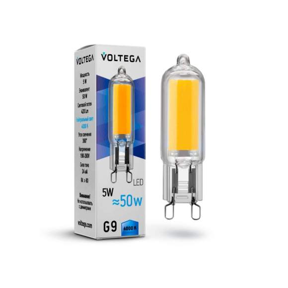 Филаментная светодиодная лампа G9 5W 4000К (белый) Simple Voltega 7091