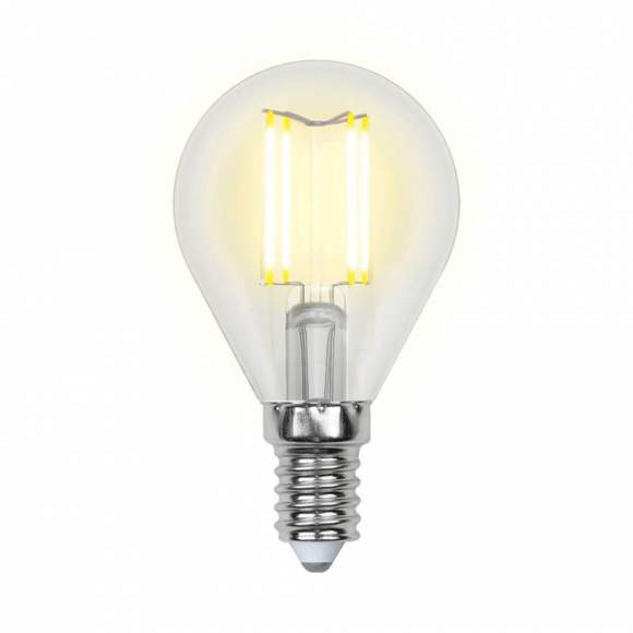Филаментная светодиодная лампа E14 5W 3000К (теплый) Multibright Uniel LED-G45-5W-WW-E14-CL-MB GLM10TR (UL-00002369)