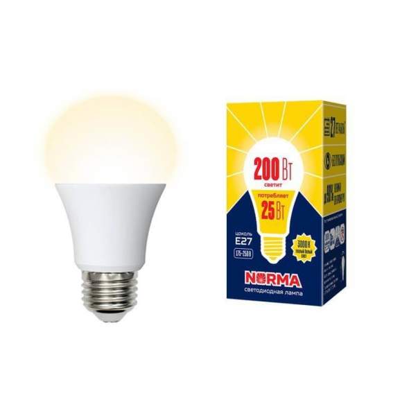 Светодиодная лампа E27 25W 3000K (теплый) Norma Volpe LED-A70-25W/3000K/E27/FR/NR (UL-00004469)