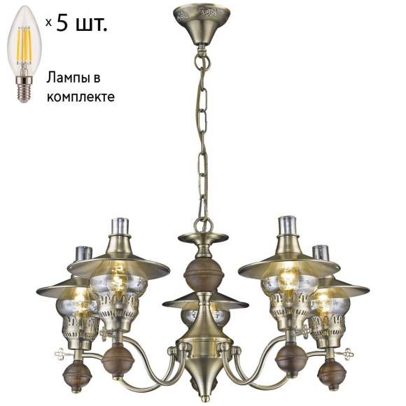 Подвесная люстра с лампочками Velante 305-503-05+Lamps E14 Свеча