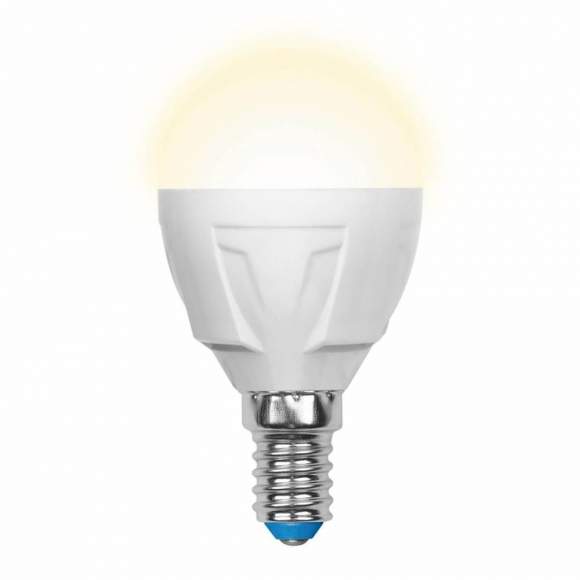 Светодиодная лампа E14 7W 3000K (теплый) Uniel LED-G45 7W-WW-E14-FR PLP01WH (UL-00002419)