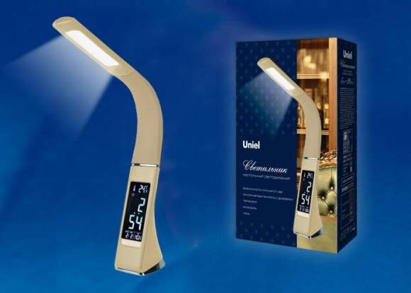 Настольная лампа сенсорная с диммером, часами, календарем, термометром Uniel TLD-542 Cream/LED/300Lm/5000K/Dimmer (UL-00003303)