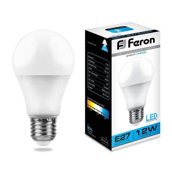 Светодиодная лампа E27 12W 6400K (холодный) A60 LB-93 Feron (25490)