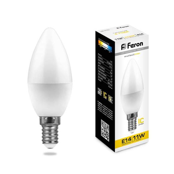Светодиодная лампа Е14 11W 2700К (теплый) C37 LB-770 Feron 25941