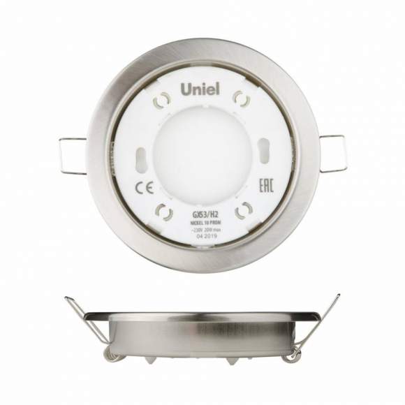 Встраиваемый ультратонкий светильник Uniel GX53/H2 NICKEL 10 PROM (UL-00005054)