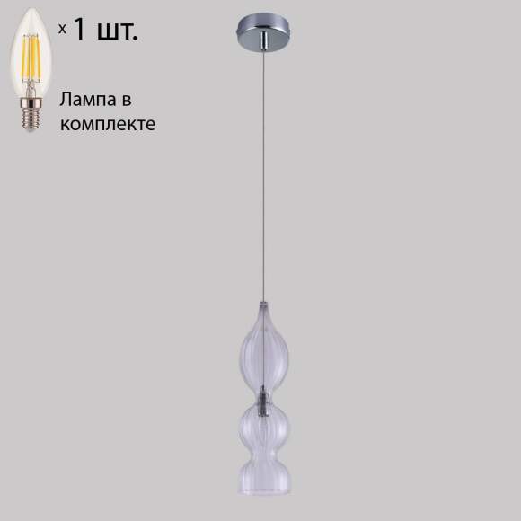 Подвесной светильник Crystal Lux с лампочкой Iris SP1 B Transparent+Lamps E14 Свеча