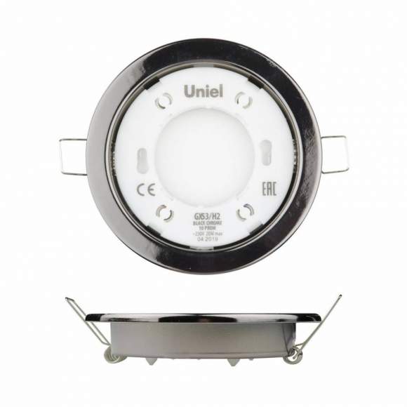 Встраиваемый ультратонкий светильник Uniel GX53/H2 BLACK CHROME 10 PROM (UL-00005055)