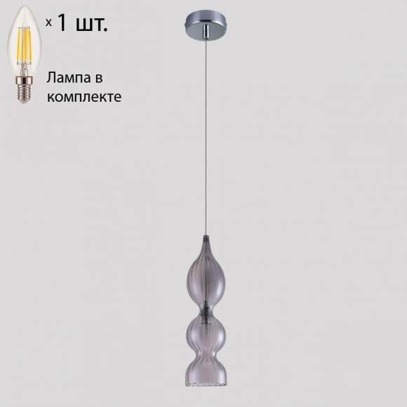 Подвесной светильник Crystal Lux с лампочкой Iris SP1 B Smoke+Lamps E14 Свеча