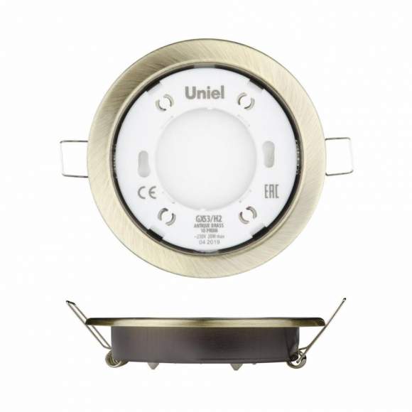 Встраиваемый ультратонкий светильник Uniel GX53/H2 ANTIQUE BRASS 10 PROM (UL-00005056)
