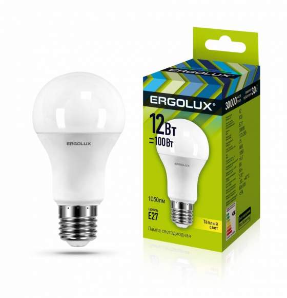 Светодиодная лампа E27 12W 3000K (теплый) Ergolux LED-A60-12W-E27-3K (12150)