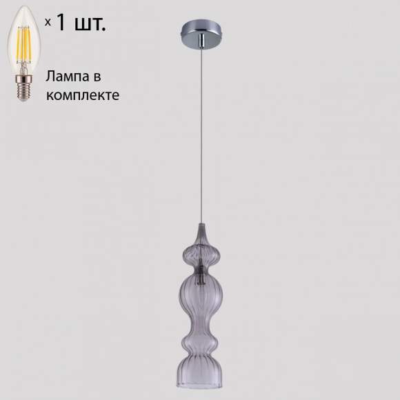 Подвесной светильник Crystal Lux с лампочкой Iris SP1 A Smoke+Lamps E14 Свеча