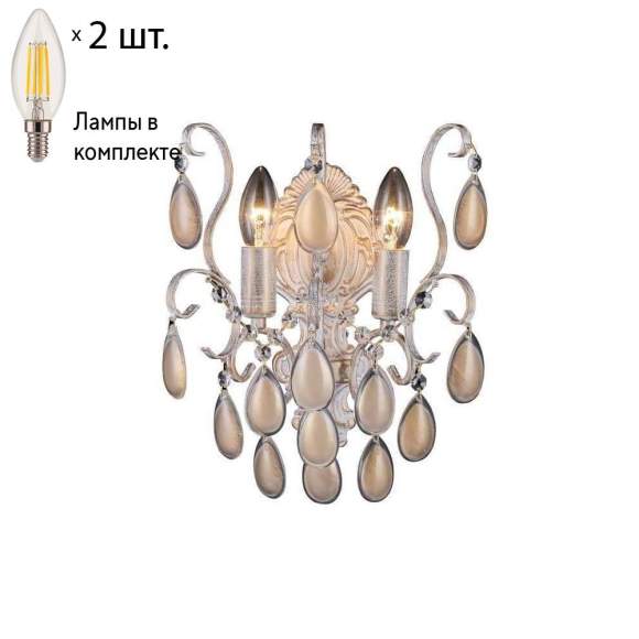 Бра Crystal Lux с лампочками Sevilia AP2 Gold+Lamps E14 Свеча