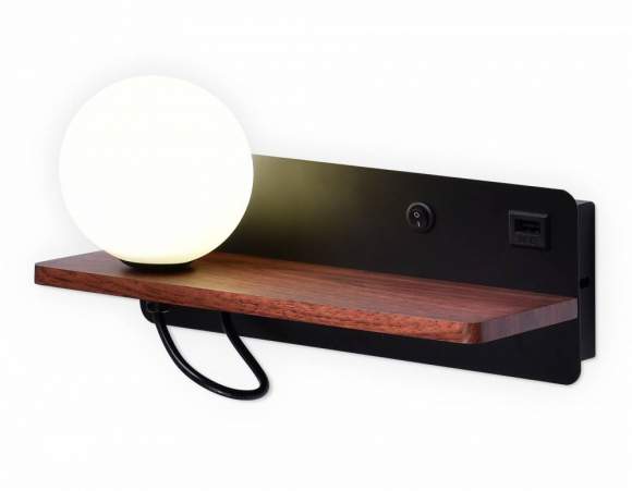 Настенный светильник с выключателем, USB портом и полкой Ambrella light Wallers FW521
