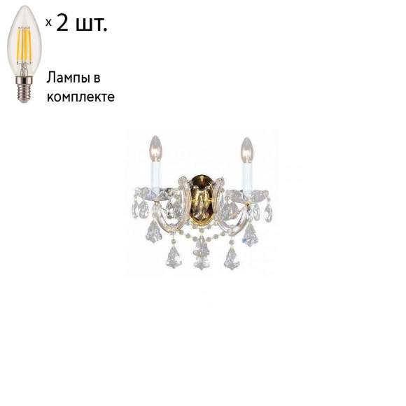 Бра Crystal Lux с лампочками Diva AP2+Lamps E14 Свеча