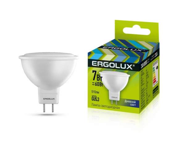 Светодиодная лампа GU5.3 7W 6500К (холодный) Ergolux LED-JCDR-7W-GU5.3-6K (12881)