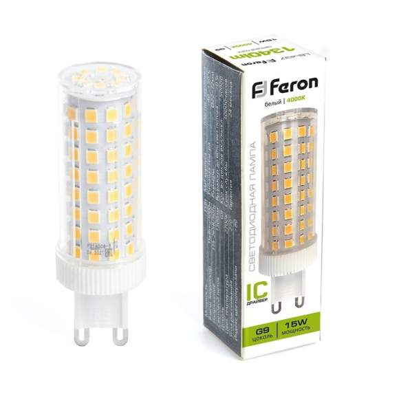 Светодиодная лампа G9 15W 4000K (белый) Feron LB-437 38213