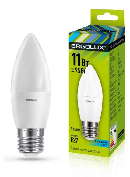 Светодиодная лампа E27 11W 4500К (белый) Ergolux LED-C35-11W-E27-4K (13622)