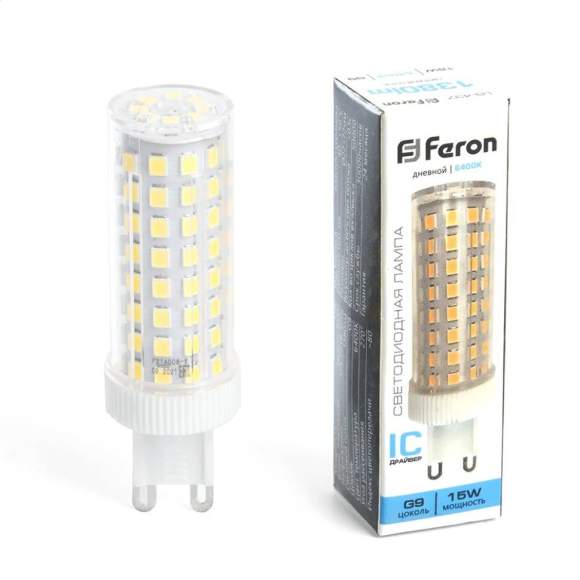 Светодиодная лампа G9 15W 6400K (холодный) Feron LB-437 38214