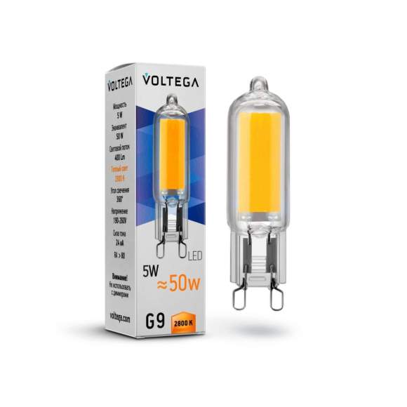 Филаментная светодиодная лампа G9 5W 2800К (теплый) Simple Voltega 7090