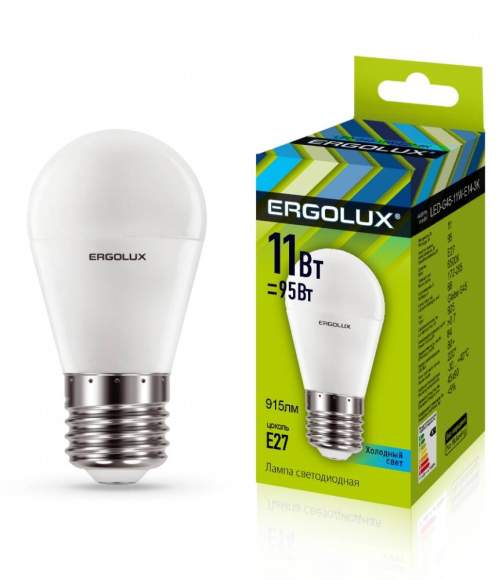 Светодиодная лампа E27 11W 4500К (белый) Ergolux LED-G45-11W-E27-4K (13631)