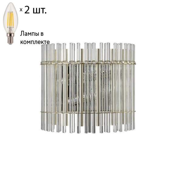 Бра Crystal Lux с лампочками AURELIO AP2 GOLD+CHROME/TRANSPARENT+Lamps E14 Свеча