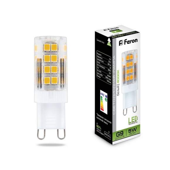 Филаментная светодиодная лампа G9 5W 4000K (белый) JCD9 LB-432 Feron (25770)