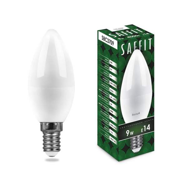 Светодиодная лампа Е14 9W 4000К (белый) C37 SBC3709 Saffit Feron 55079