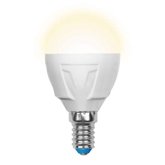 Светодиодная лампа E14 7W 3000K (теплый) Palazzo Uniel LED-G45-7W-WW-E14-FR PLP01WH (UL-00000773)