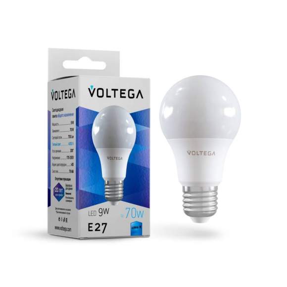 Светодиодная лампа Е27 9W 4000К (белый) Simple Voltega 8443