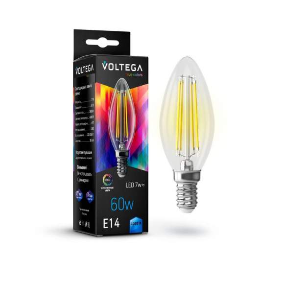 Филаментная светодиодная лампа E14 7W 4000K (белый) Crystal Voltega 7153