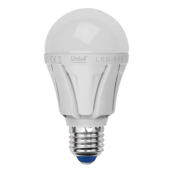 Лампа светодиодная E27 12W 4000K (Белый свет) матовая Uniel Яркая LED-A60 12W/NW/E27/FR PLP01WH картон (UL-00001527)