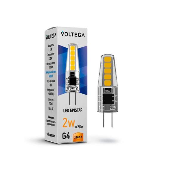 Светодиодная лампа G4 2W 2800К (теплый) Simple Voltega 7144