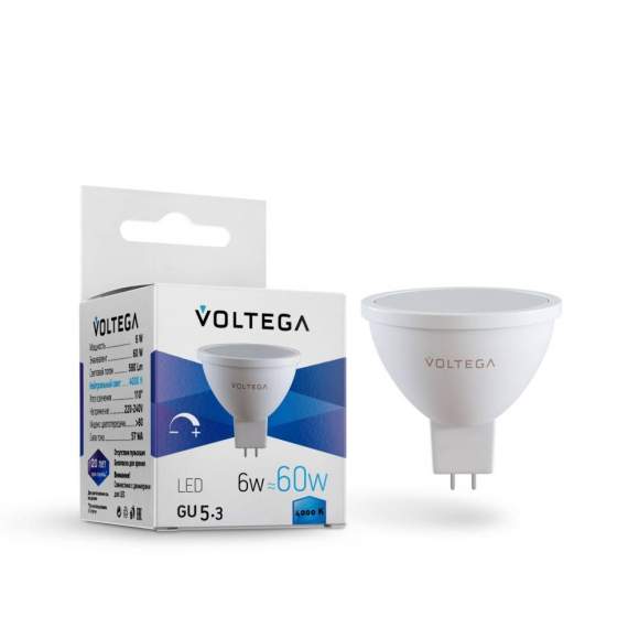 Светодиодная лампа GU5.3 6W 4000K (белый) Simple Voltega 7171