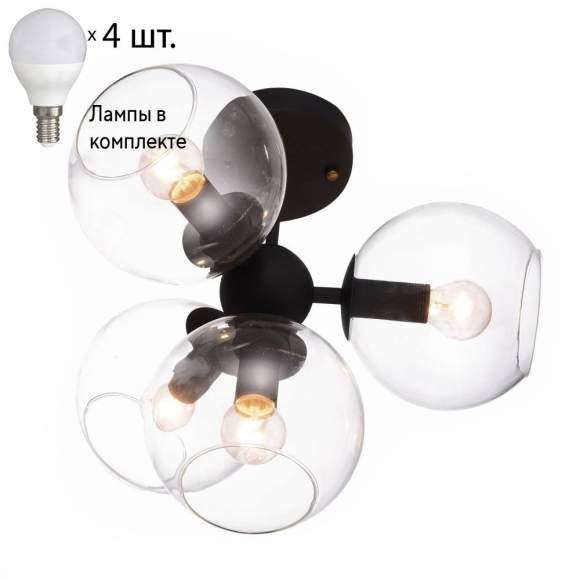 Потолочная люстра с лампочками Favourite Schoppen 1491-4U+Lamps E14 P45