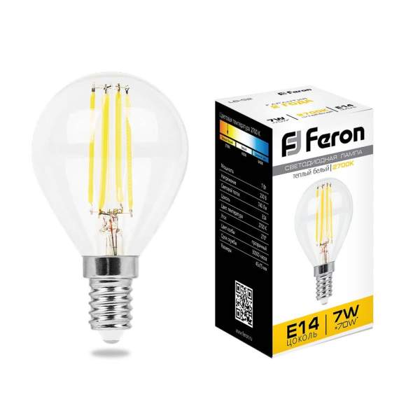 Филаментная светодиодная лампа E14 7W 2700K (теплый) G45 LB-52 Feron (25874)