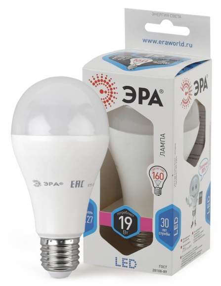 Светодиодная лампа Е27 19W 4000К (белый) Эра LED A65-19W-840-E27 (Б0031703)