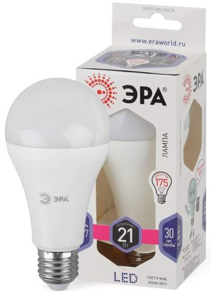 Светодиодная лампа Е27 21W 6000К (белый) Эра LED A65-21W-860-E27 (Б0035333)