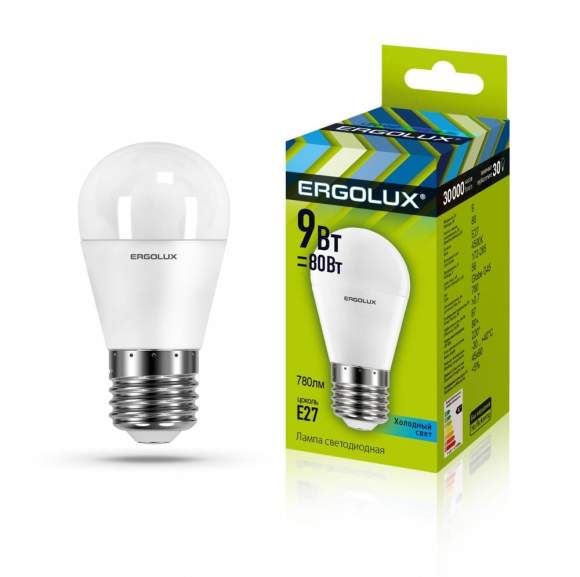Светодиодная лампа E27 9W 4500K (белый) Ergolux Ergolux LED-G45-9W-E27-4K (13177)