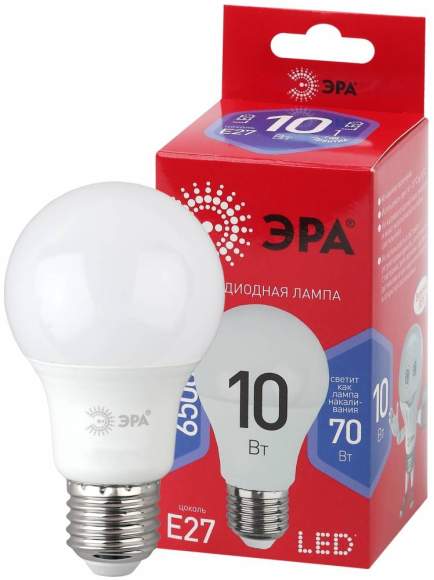 Светодиодная лампа E27 10W 6500К (холодный) Эра LED A60-10W-865-E27 R (Б0045324)