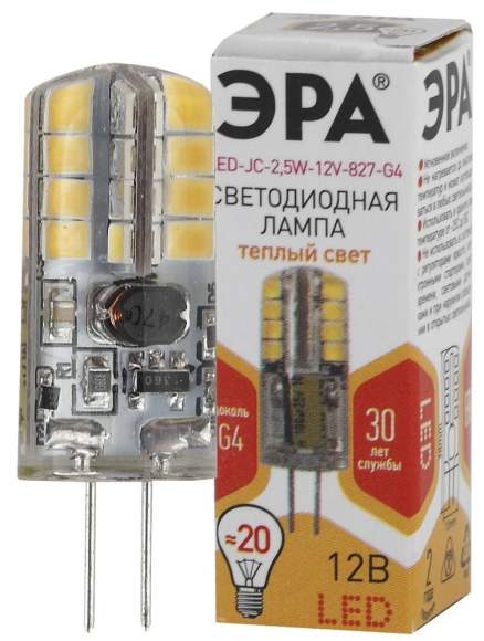Светодиодная лампа G4 2,5W 4000К (белый) Эра LED JC-2,5W-12V-827-G4 (Б0033191)