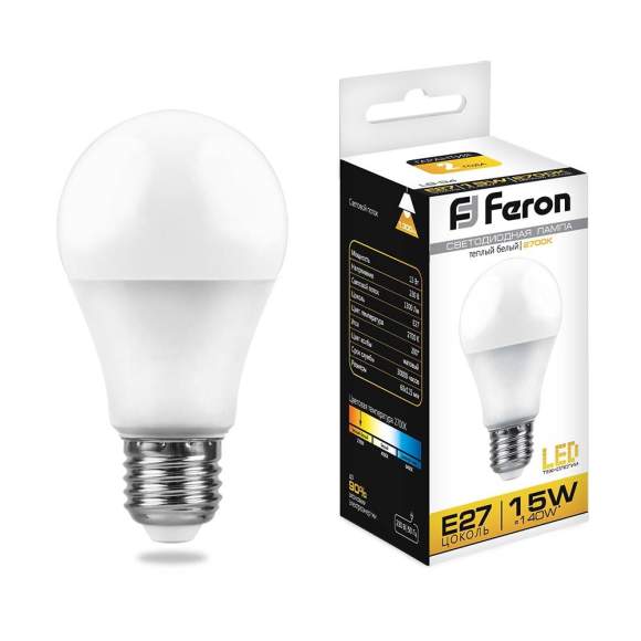Светодиодная лампа E27 15W 2700K (теплый) A60 LB-94 Feron (25628)