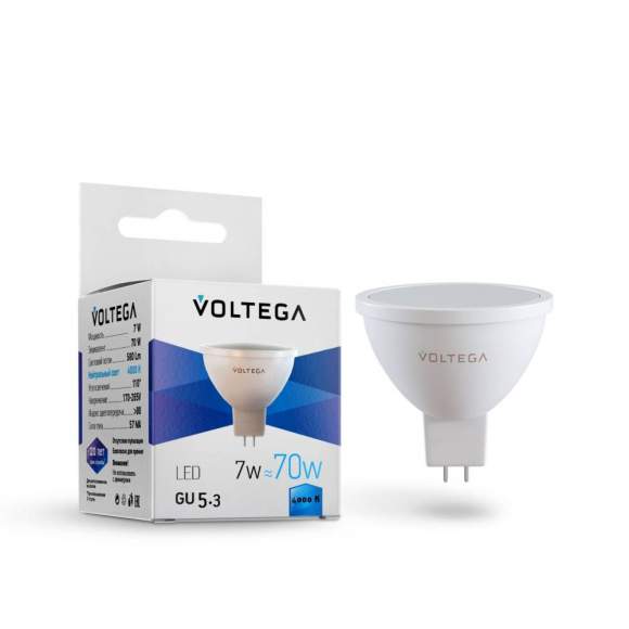 Светодиодная лампа GU5.3 7W 4000К (белый) Simple Voltega 7059