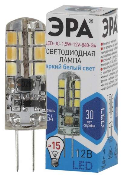 Светодиодная лампа G4 1,5W 4000К (белый) Эра LED JC-1,5W-12V-840-G4 (Б0033190)